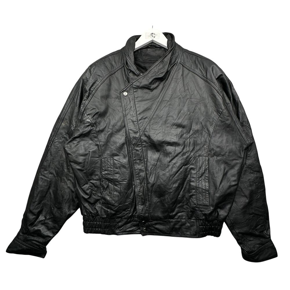 Vintage Bermans Thinsulate Leather Moto Jacket Mens Large Long Black Lined Rider